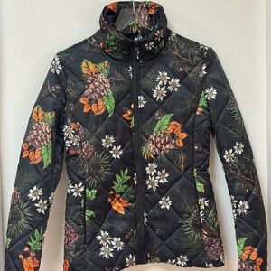 Love Moschino Black Puffer Jacket with Floral Print 40/4